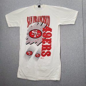 VINTAGE San Francisco 49ers Men‎ Shirt One Size White Single Stitch Log Tee READ